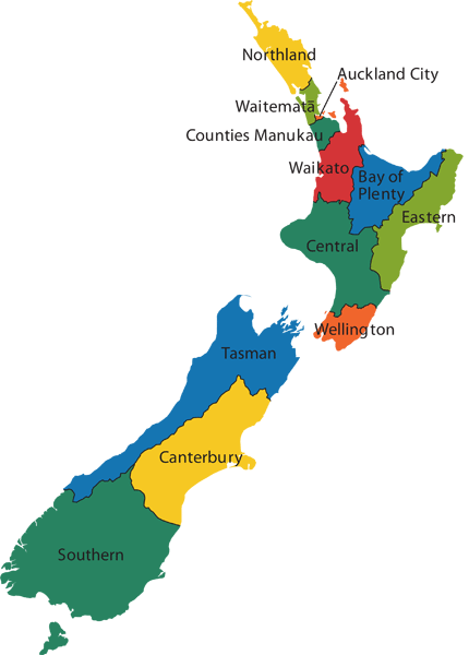 New Zealand Counties Map Waitemata - Community Patrols Of New Zealand